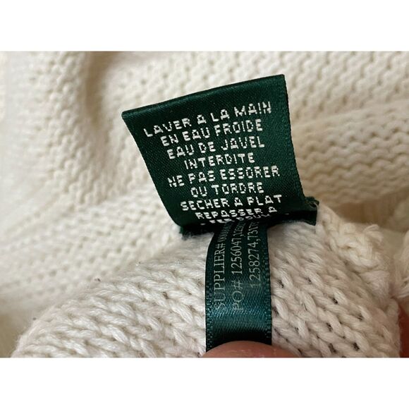 Lauren Ralph Lauren Women's S White Sweater Cotton Pullover Textured Knit Toggle - Picture 4 of 11